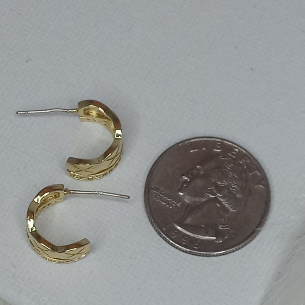 Small Gold & Diamond Hoops - Picture 2 of 3